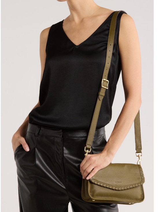 Aimee Kestenberg Handbags - Aimee Kestenberg Talia Crossbody Leather Bag, Green (Kelp), Designer Chic, NEW